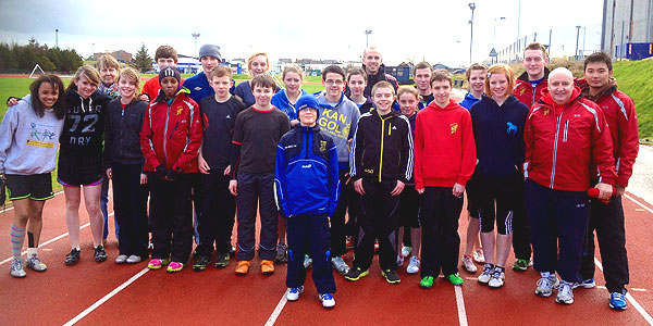 North Uist AC and SRAC athletes at Smith Avenue track in Stornoway
